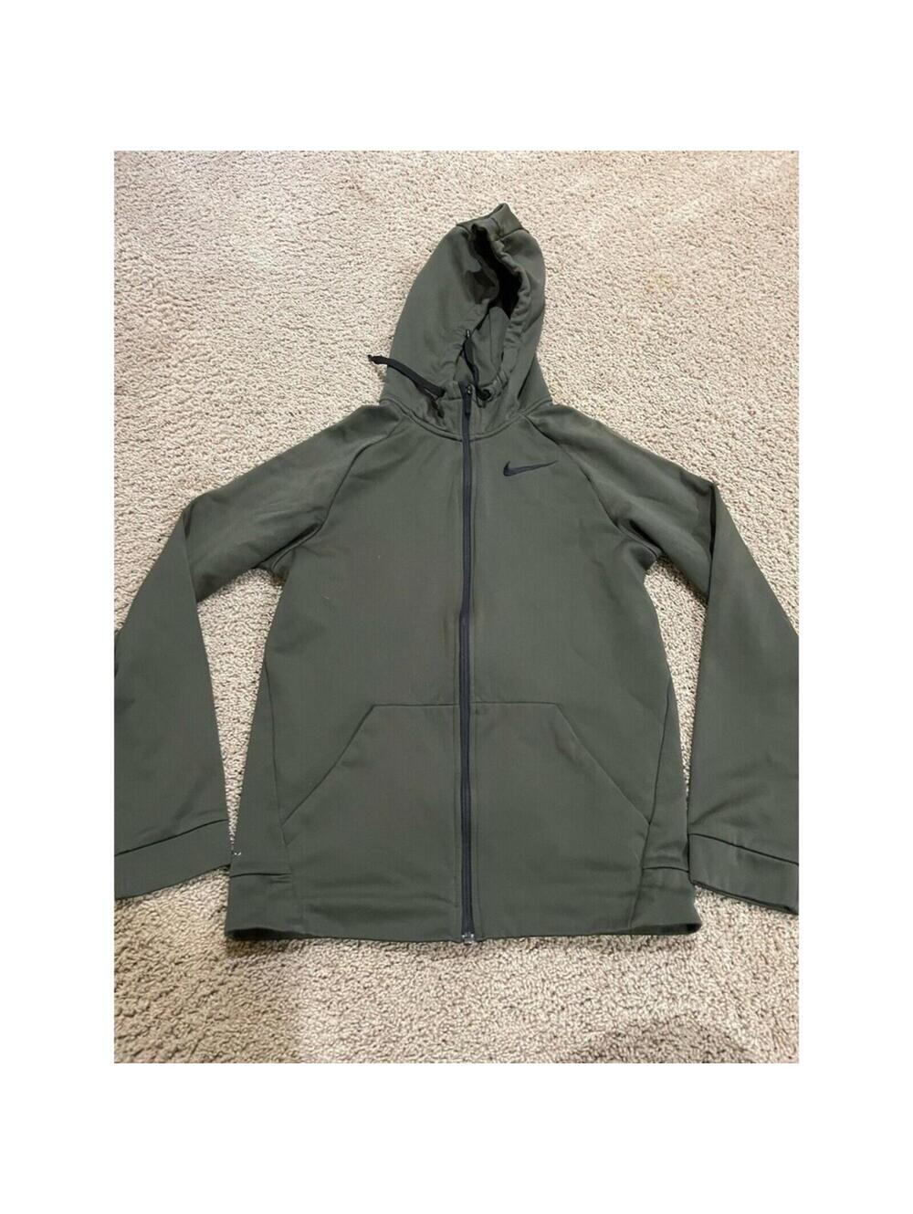 Men’s Nike Dri-fit Olive Green Full Zip Hooded Jacket S Small